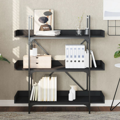 vidaXL Libreria a 3 Ripiani Nera 100x33x108,5 cm in Legno Multistrato