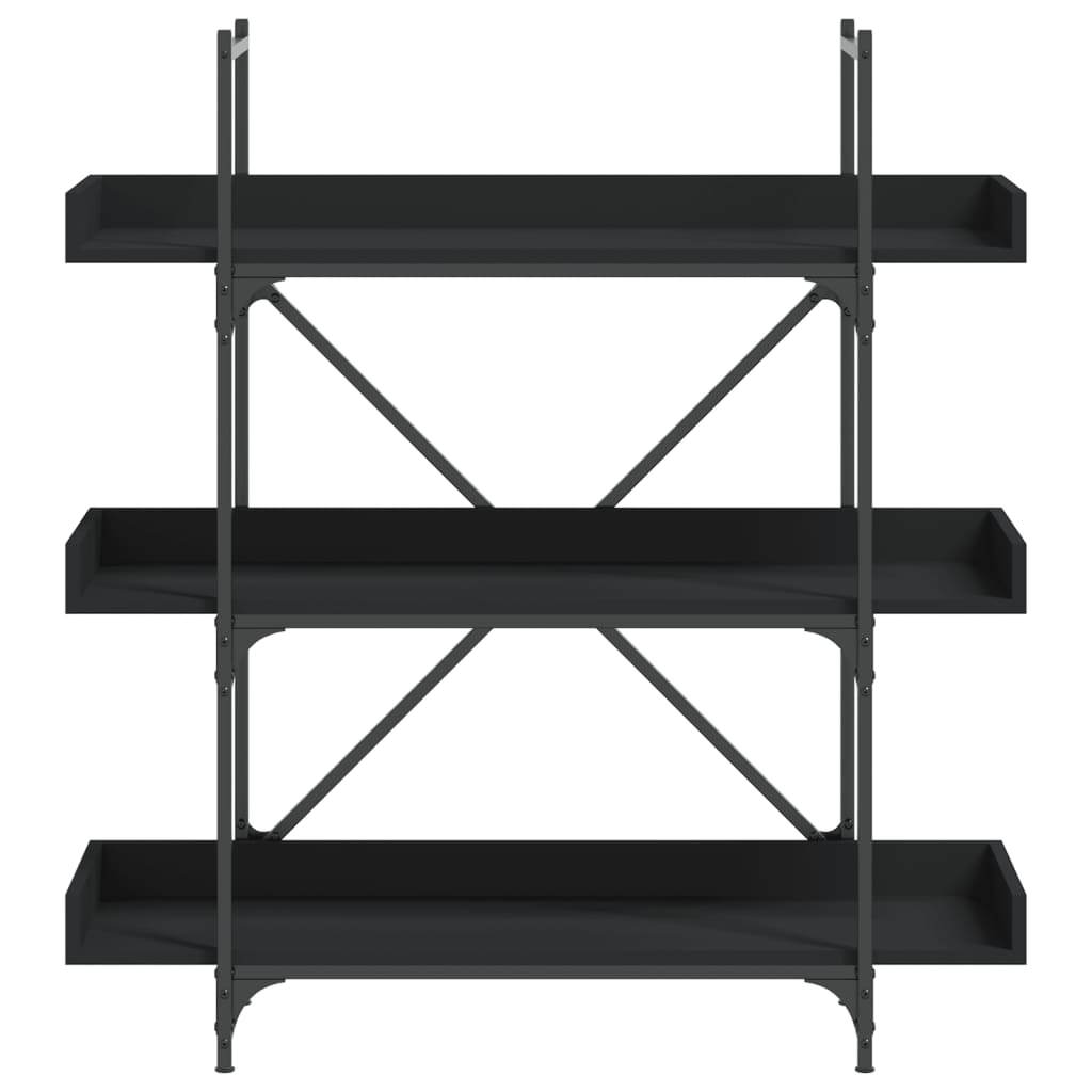 vidaXL Libreria a 3 Ripiani Nera 100x33x108,5 cm in Legno Multistrato