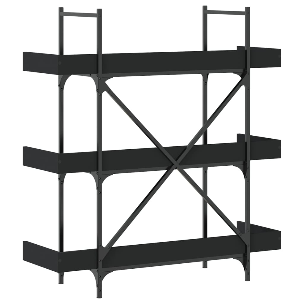 vidaXL Libreria a 3 Ripiani Nera 100x33x108,5 cm in Legno Multistrato