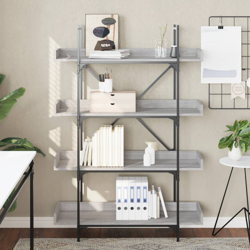 vidaXL Libreria 4 Ripiani Grigio Sonoma 100x33x145,5 Legno Multistrato VIDAXL