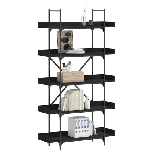 vidaXL Libreria a 5 Ripiani Nera 100x33x180,5 cm in Legno Multistrato VIDAXL