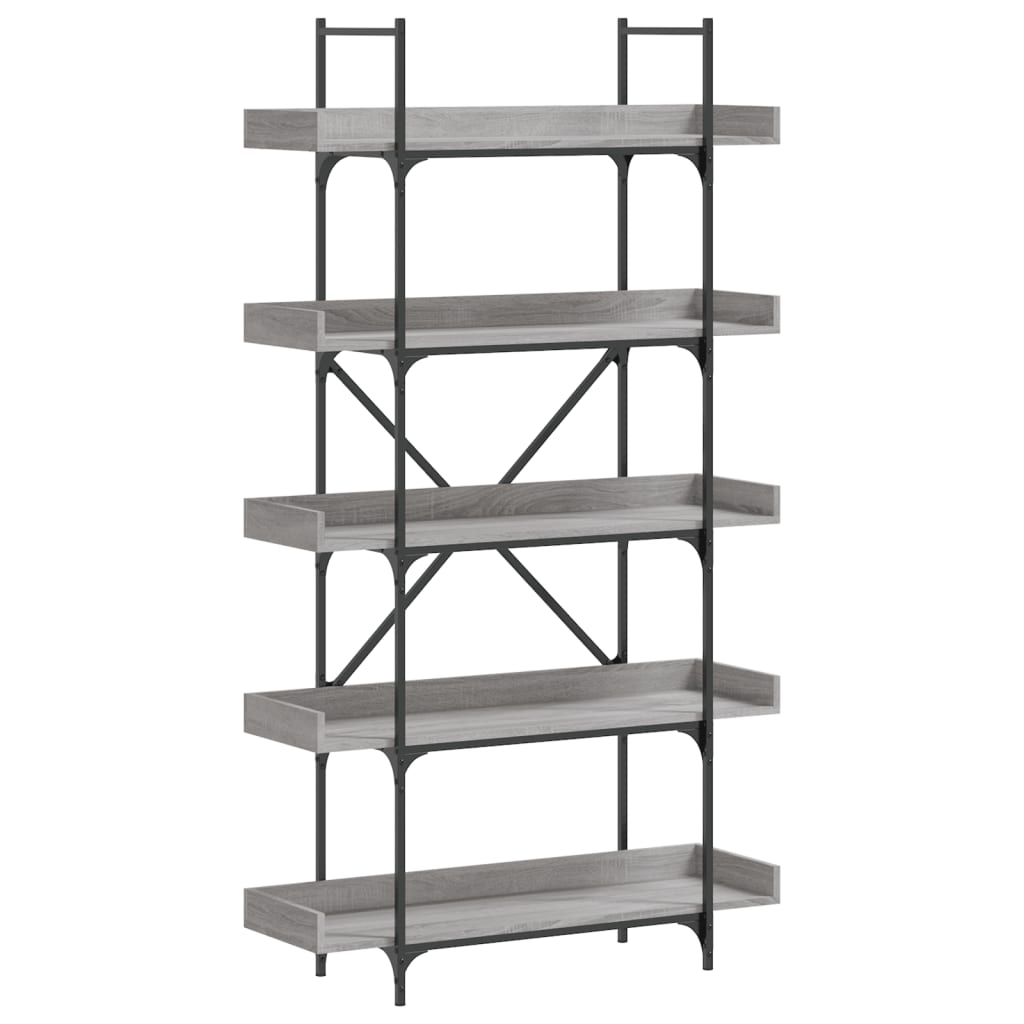 vidaXL Libreria 5 Ripiani Grigio Sonoma 100x33x180,5 Legno Multistrato
