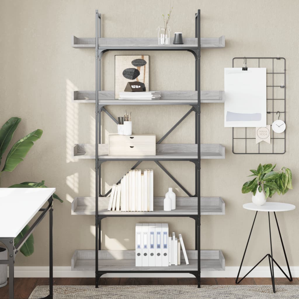 vidaXL Libreria 5 Ripiani Grigio Sonoma 100x33x180,5 Legno Multistrato