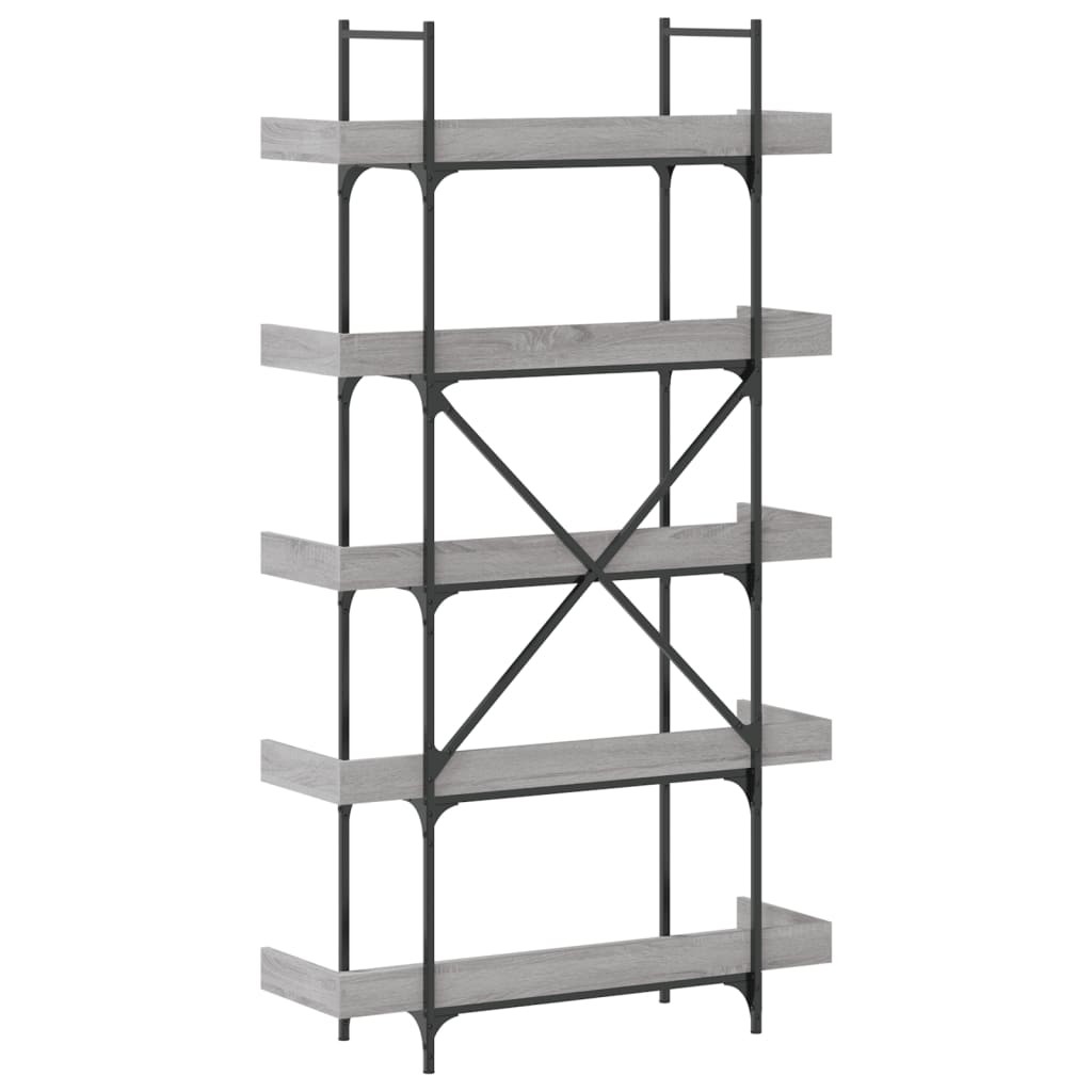 vidaXL Libreria 5 Ripiani Grigio Sonoma 100x33x180,5 Legno Multistrato