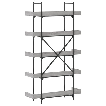 vidaXL Libreria 5 Ripiani Grigio Sonoma 100x33x180,5 Legno Multistrato