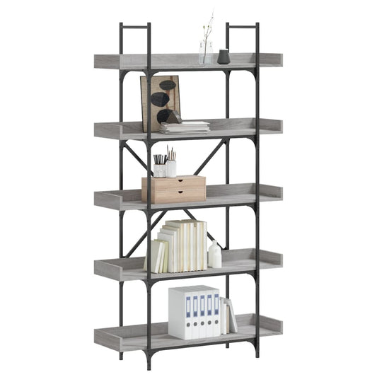 vidaXL Libreria 5 Ripiani Grigio Sonoma 100x33x180,5 Legno Multistrato