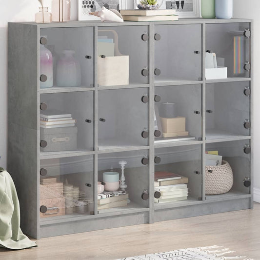 vidaXL Libreria Ante Grigio Cemento 136x37x109 cm in Legno Multistrato