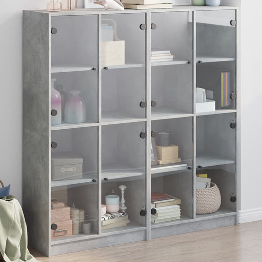 vidaXL Libreria Ante Grigio Cemento 136x37x142 cm in Legno Multistrato VIDAXL
