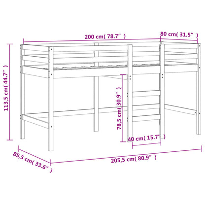 vidaXL Letto Soppalco con Scala Bambini Bianco 80x200cm Massello Pino VIDAXL