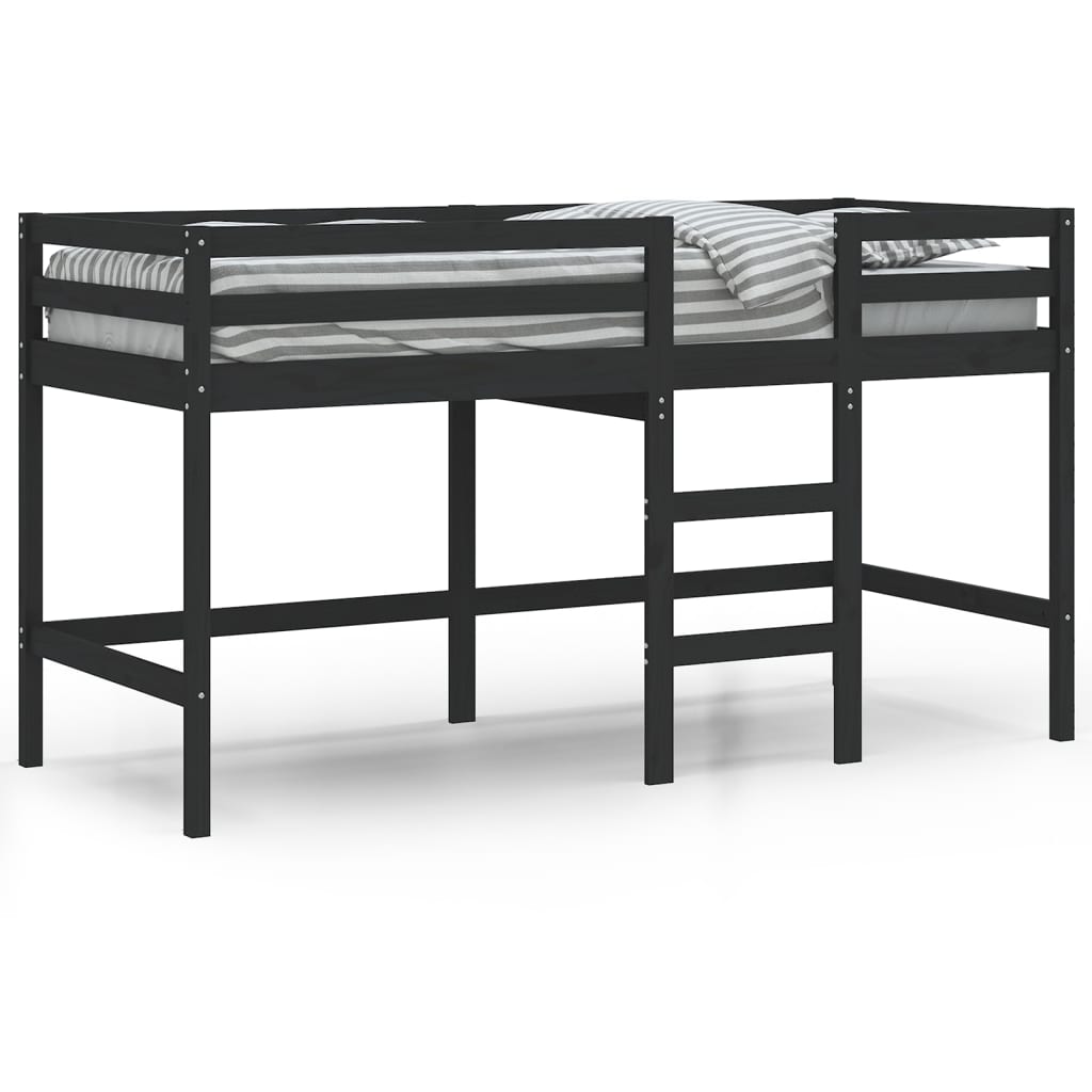 vidaXL Letto Soppalco con Scala Bambini Nero 80x200cm Massello Pino