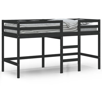 vidaXL Letto Soppalco con Scala Bambini Nero 80x200cm Massello Pino