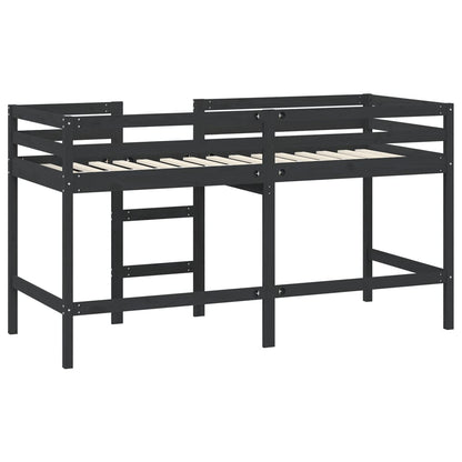 vidaXL Letto Soppalco con Scala Bambini Nero 80x200cm Massello Pino