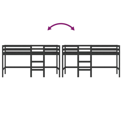 vidaXL Letto Soppalco con Scala Bambini Nero 80x200cm Massello Pino