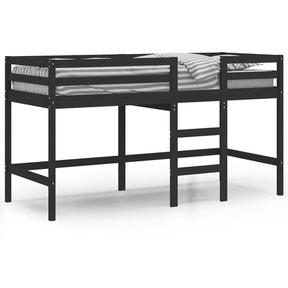 vidaXL Letto Soppalco con Scala Bambini Nero 90x200cm Massello Pino VIDAXL