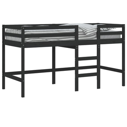 vidaXL Letto Soppalco con Scala Bambini Nero 90x200cm Massello Pino VIDAXL