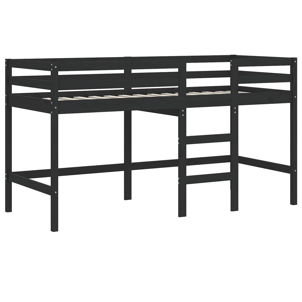 vidaXL Letto Soppalco con Scala Bambini Nero 90x200cm Massello Pino VIDAXL