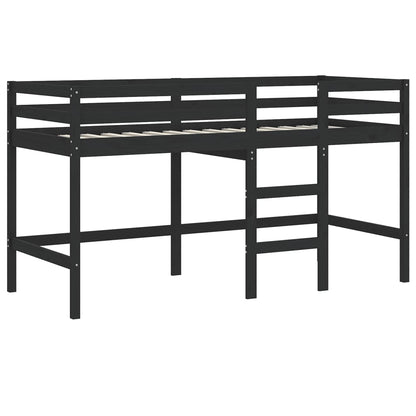 vidaXL Letto Soppalco con Scala Bambini Nero 90x200cm Massello Pino VIDAXL