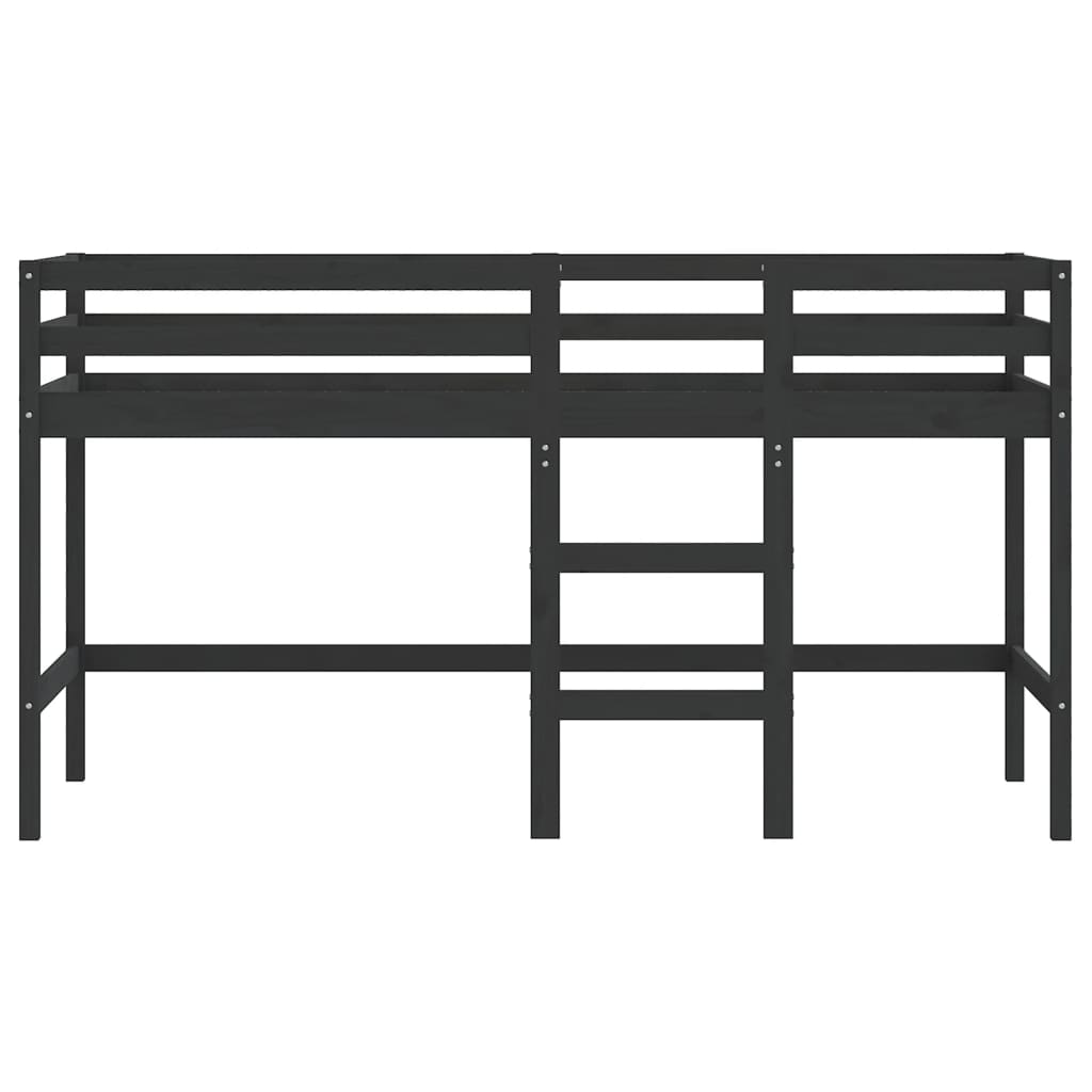 vidaXL Letto Soppalco con Scala Bambini Nero 90x200cm Massello Pino VIDAXL