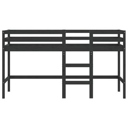 vidaXL Letto Soppalco con Scala Bambini Nero 90x200cm Massello Pino VIDAXL