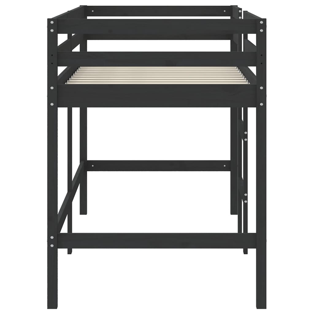 vidaXL Letto Soppalco con Scala Bambini Nero 90x200cm Massello Pino VIDAXL