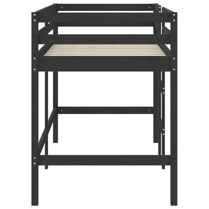 vidaXL Letto Soppalco con Scala Bambini Nero 90x200cm Massello Pino VIDAXL