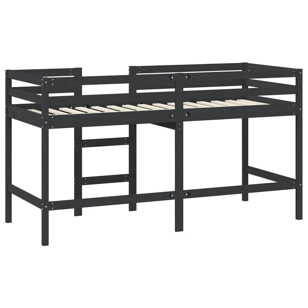 vidaXL Letto Soppalco con Scala Bambini Nero 90x200cm Massello Pino VIDAXL