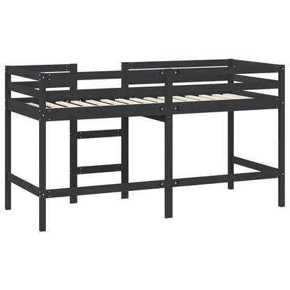 vidaXL Letto Soppalco con Scala Bambini Nero 90x200cm Massello Pino VIDAXL