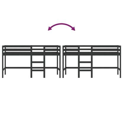 vidaXL Letto Soppalco con Scala Bambini Nero 90x200cm Massello Pino VIDAXL