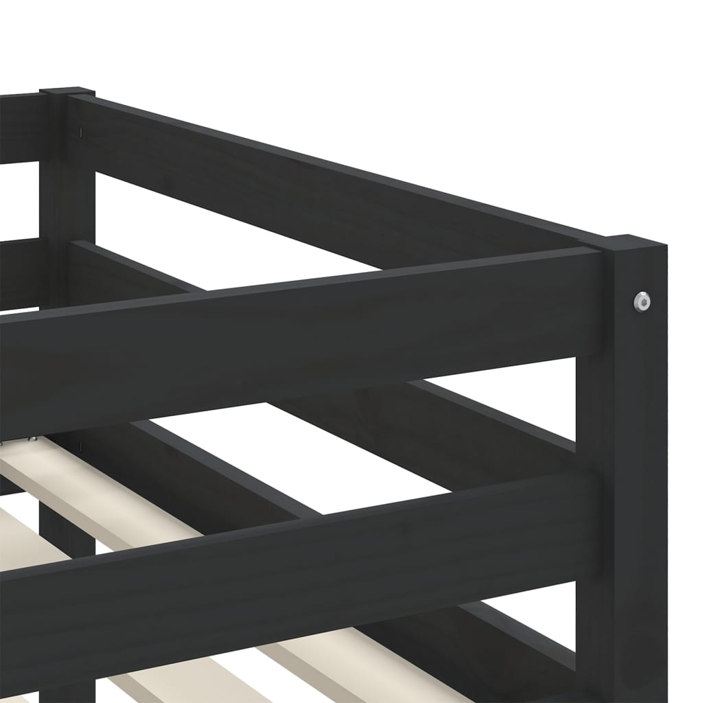 vidaXL Letto Soppalco con Scala Bambini Nero 90x200cm Massello Pino VIDAXL