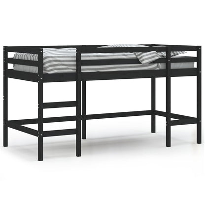 vidaXL Letto Soppalco con Scala Bambini Nero 90x200cm Massello Pino VIDAXL