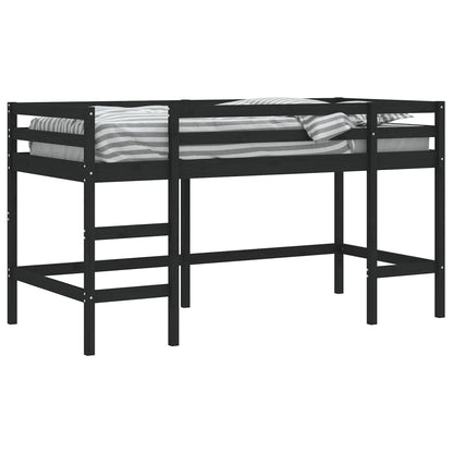vidaXL Letto Soppalco con Scala Bambini Nero 90x200cm Massello Pino VIDAXL