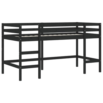 vidaXL Letto Soppalco con Scala Bambini Nero 90x200cm Massello Pino VIDAXL