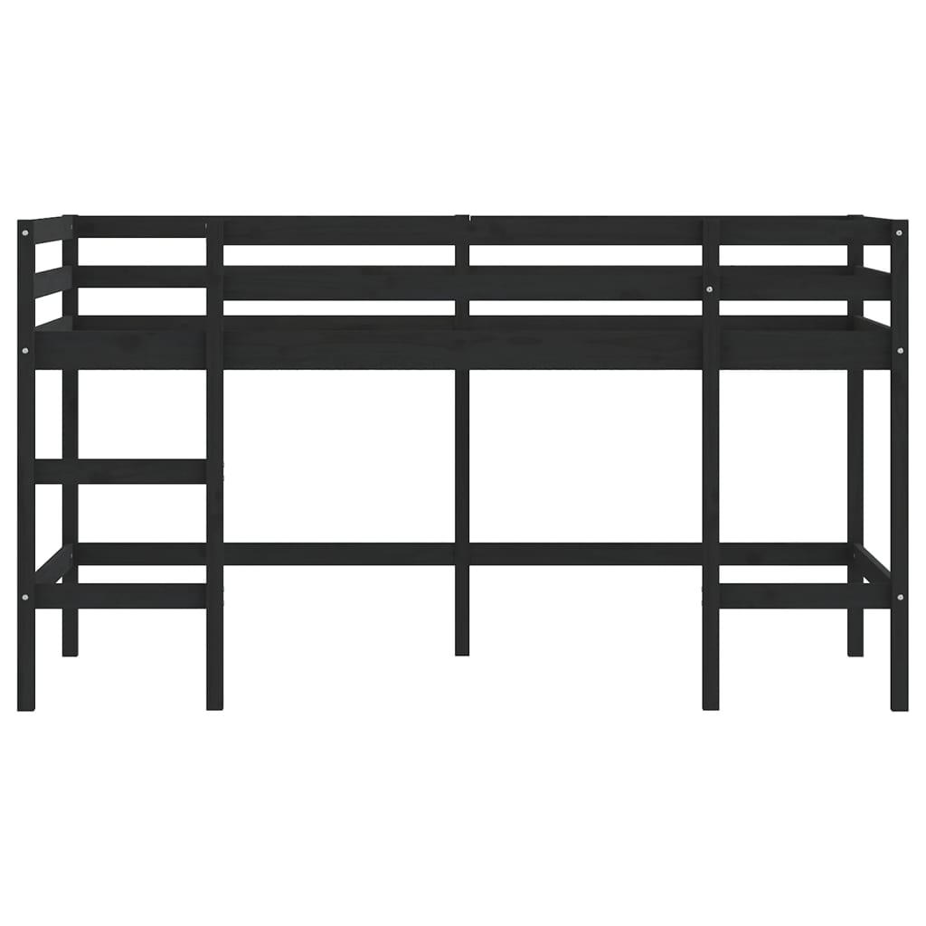 vidaXL Letto Soppalco con Scala Bambini Nero 90x200cm Massello Pino VIDAXL