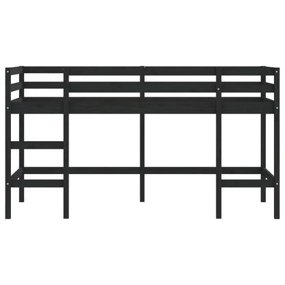vidaXL Letto Soppalco con Scala Bambini Nero 90x200cm Massello Pino VIDAXL