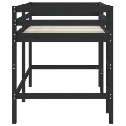 vidaXL Letto Soppalco con Scala Bambini Nero 90x200cm Massello Pino VIDAXL