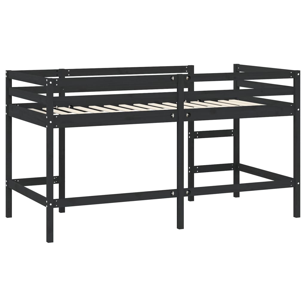 vidaXL Letto Soppalco con Scala Bambini Nero 90x200cm Massello Pino VIDAXL