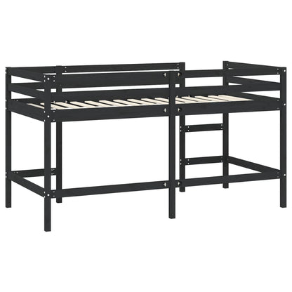 vidaXL Letto Soppalco con Scala Bambini Nero 90x200cm Massello Pino VIDAXL