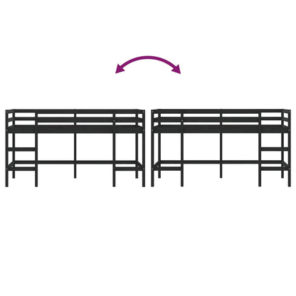 vidaXL Letto Soppalco con Scala Bambini Nero 90x200cm Massello Pino VIDAXL