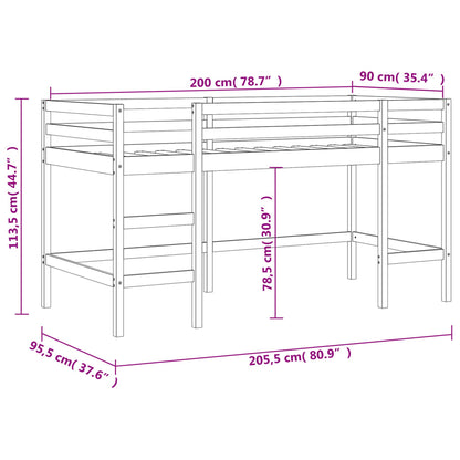 vidaXL Letto Soppalco con Scala Bambini Nero 90x200cm Massello Pino VIDAXL