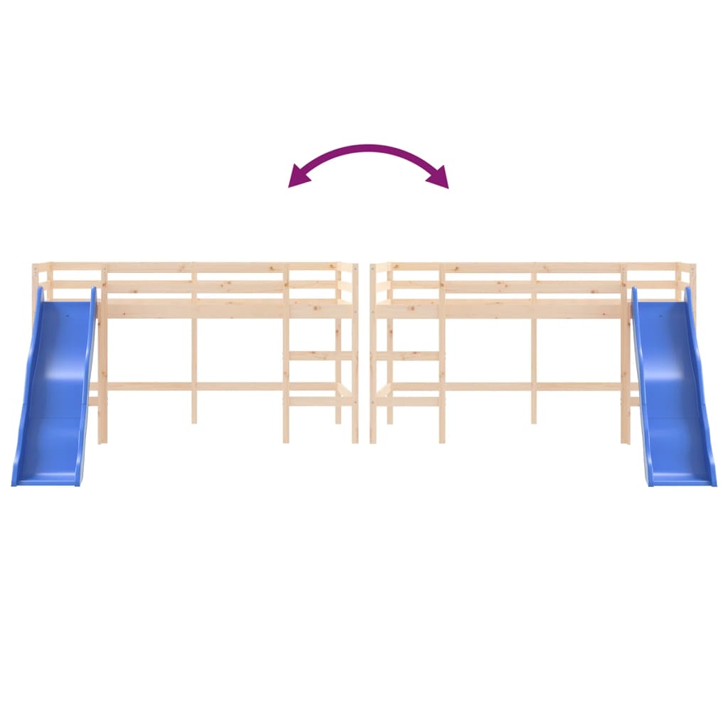 vidaXL Letto Soppalco con Scivolo Bambini 80x200cm Legno Massello Pino