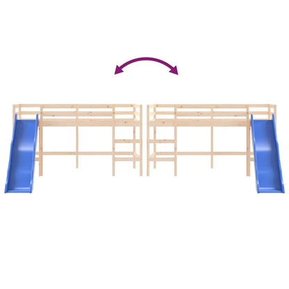 vidaXL Letto Soppalco con Scivolo Bambini 80x200cm Legno Massello Pino