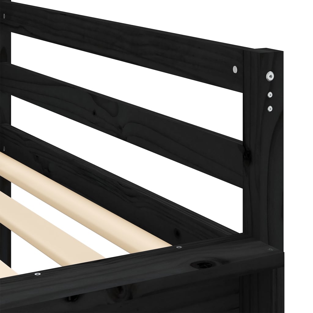 vidaXL Letto Soppalco con Scivolo Bambini Nero 80x200cm Massello Pino
