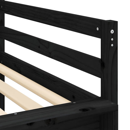 vidaXL Letto Soppalco con Scivolo Bambini Nero 80x200cm Massello Pino