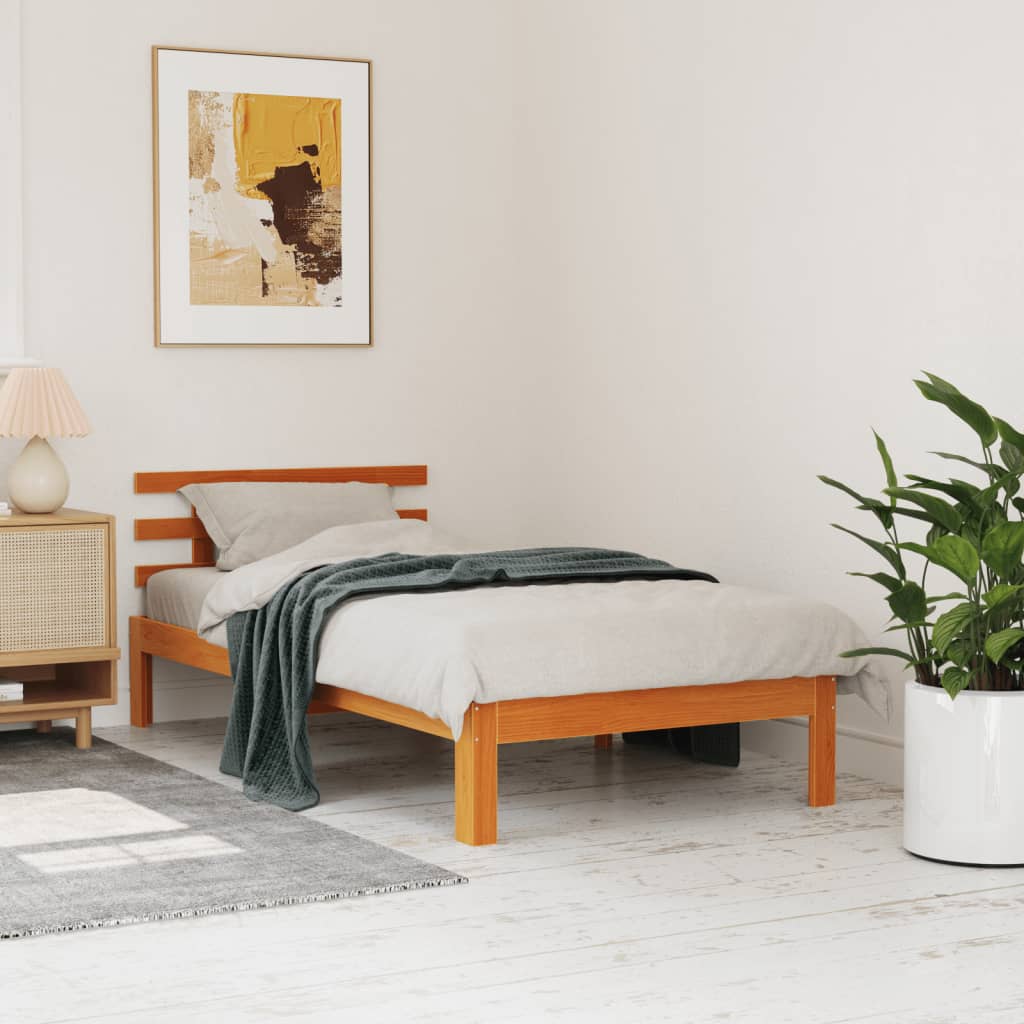 vidaXL Letto senza Materasso Marrone Cera 90x200 cm Legno di Pino