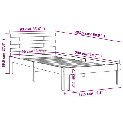 vidaXL Letto senza Materasso Marrone Cera 90x200 cm Legno di Pino