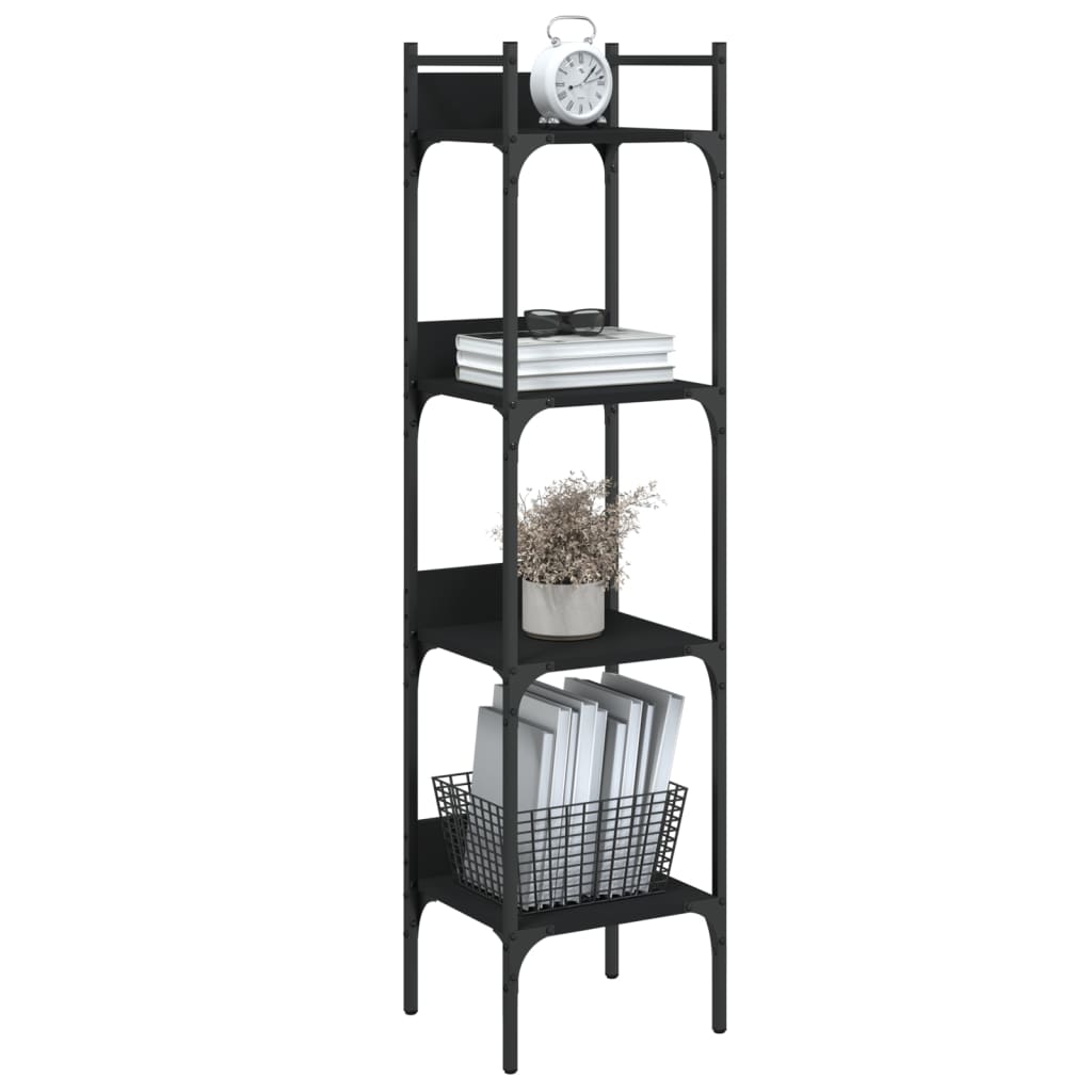 vidaXL Libreria a 4 Ripiani Nera 35x30x138,5 cm in Legno Multistrato VIDAXL