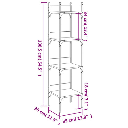 vidaXL Libreria a 4 Ripiani Nera 35x30x138,5 cm in Legno Multistrato VIDAXL