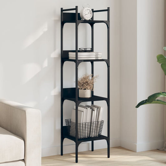 vidaXL Libreria a 4 Ripiani Nera 35x30x138,5 cm in Legno Multistrato VIDAXL