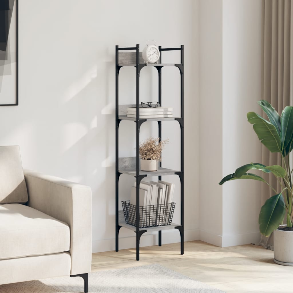vidaXL Libreria 4Ripiani Grigio Sonoma 35x30x138,5cm Legno Multistrato