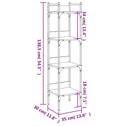 vidaXL Libreria 4Ripiani Grigio Sonoma 35x30x138,5cm Legno Multistrato